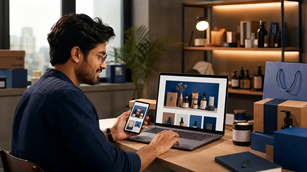 Ecommerce website design for a Kolkata retail brand across laptop and mobile