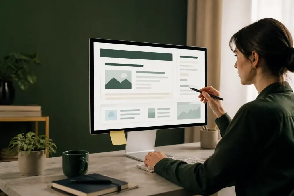 On-page SEO editor improving headings content and internal links