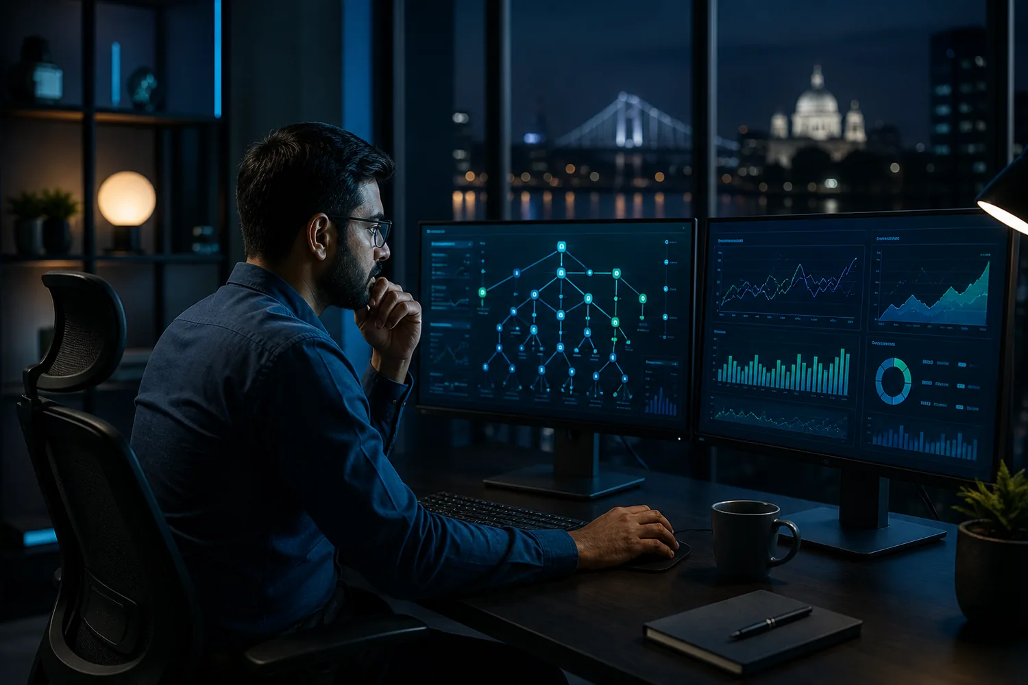 Technical SEO specialist reviewing site architecture crawling and performance